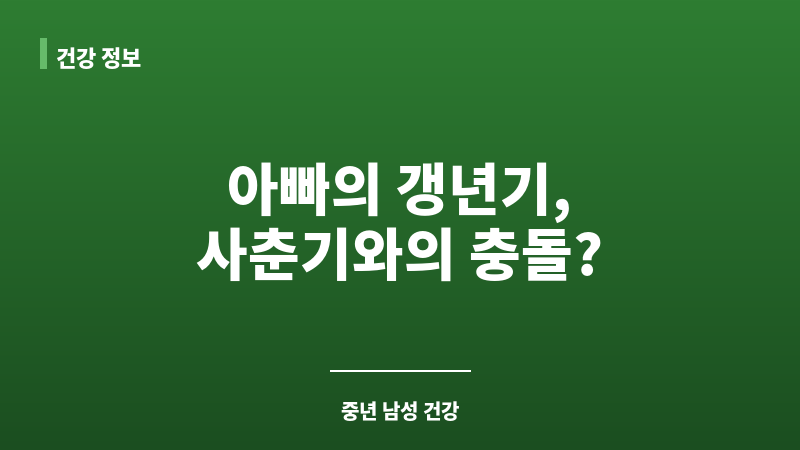 사춘기대 아빠 갱년기 보조 이미지