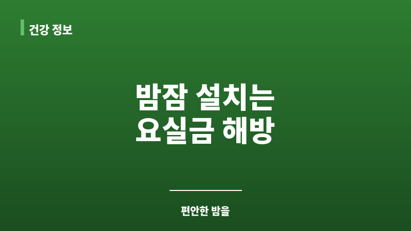 요실금 수면 방해 보조 이미지